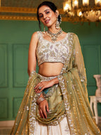 Designer Pure Tissue Dori and Sequins Work Lehenga Set with Fendi Dupatta
