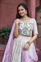 Stunning Pure Tissue Silk Embroidered Lehenga Choli Set With Pure Fendy Dupatta
