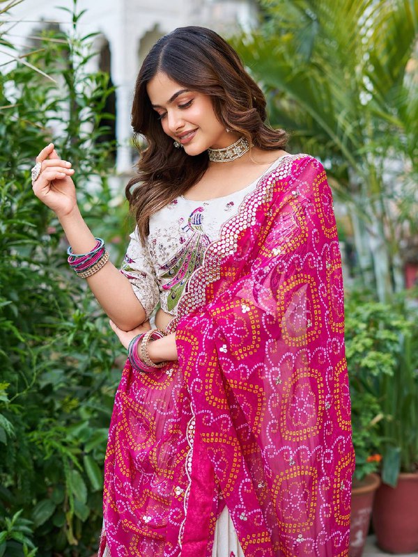 Pure Tissue Silk Heavy Embroidery Sequence & Thred Work Lehenga Choli Set
