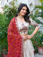Pure Tissue Silk Heavy Embroidery Sequence & Thred Work Lehenga Choli Set
