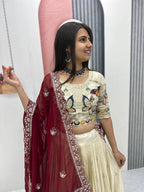 Premium Festive Wear Tissue Silk Embroidery Thread & Sequence Work Ready to Wear Lehenga Choli
