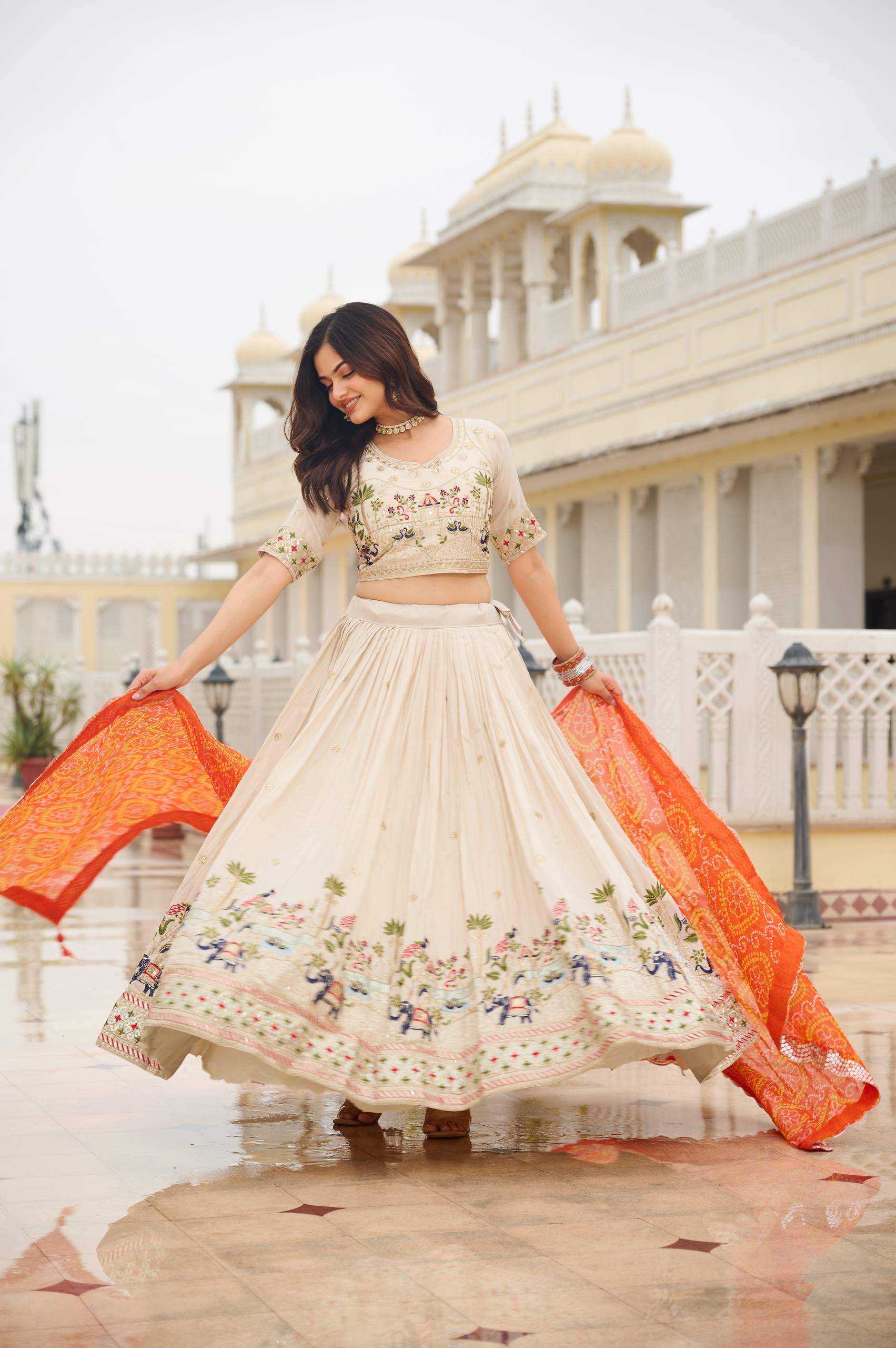 Premium Pure Tissue Silk Festival Lehenga Choli Set With Dupatta