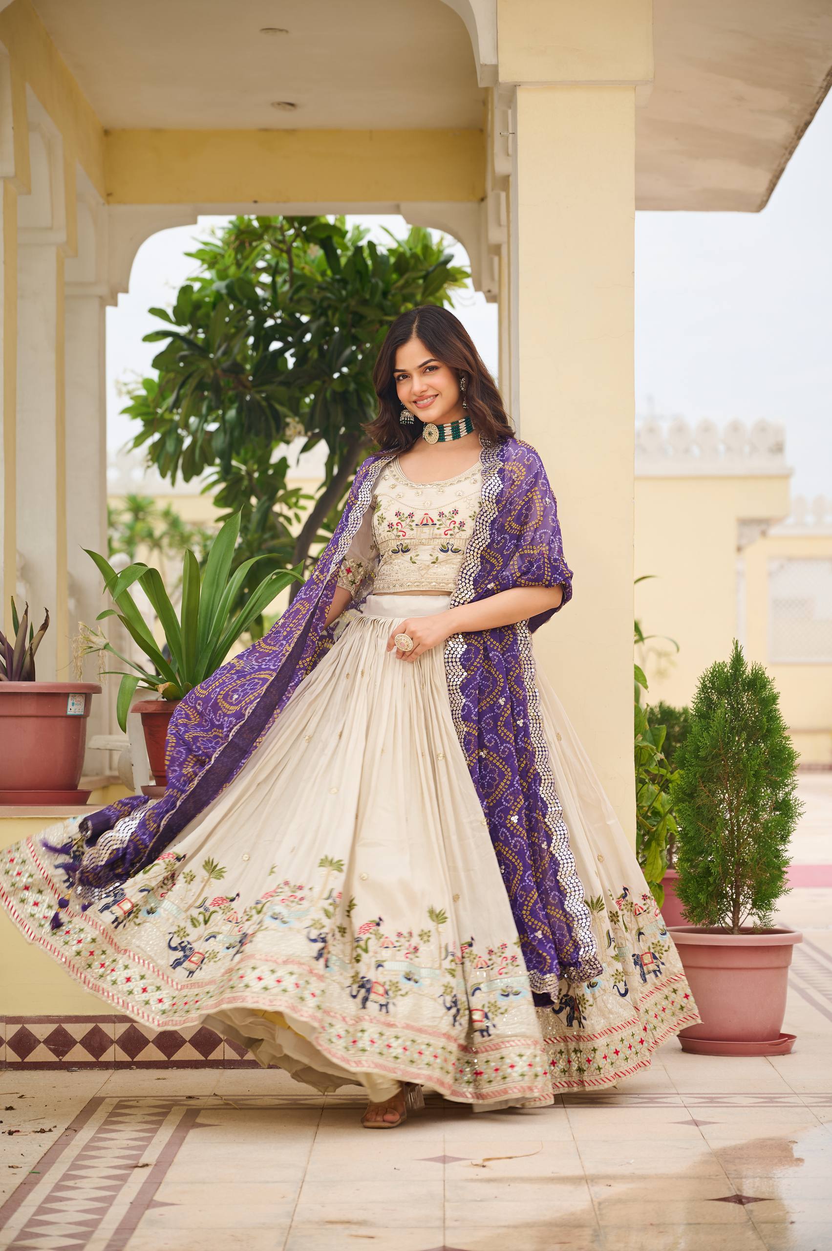 Premium Pure Tissue Silk Festival Lehenga Choli Set With Dupatta
