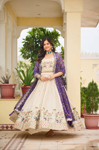 Premium Pure Tissue Silk Festival Lehenga Choli Set With Dupatta