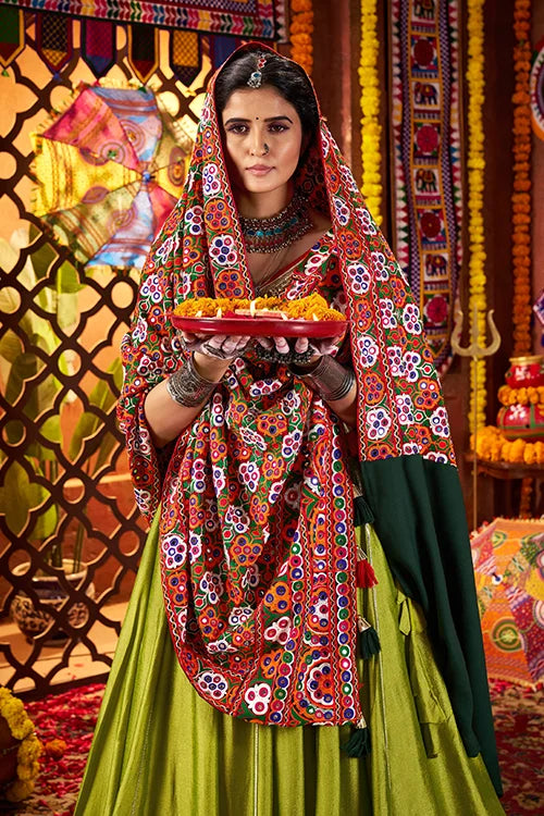 Fluorescent Green Chaniya Choli for Dandiya Nights