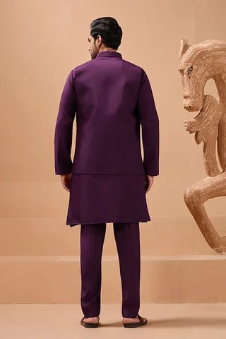 Vibrant Purple Color Koti Kurta Set Pair for Men Collection