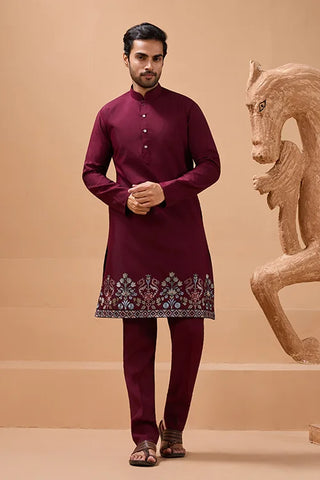 Maroon Color Traditional Special Koti Kurta Set for Men's Wear