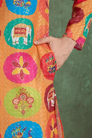 Party Wear Traditional Multi Color Kurta for Men's Wear