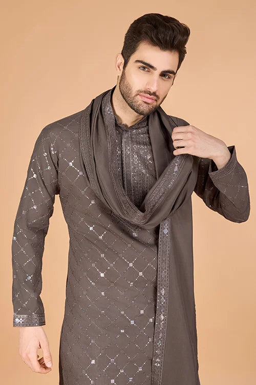 Brown Color Wedding Special Stylish Kurta for Men