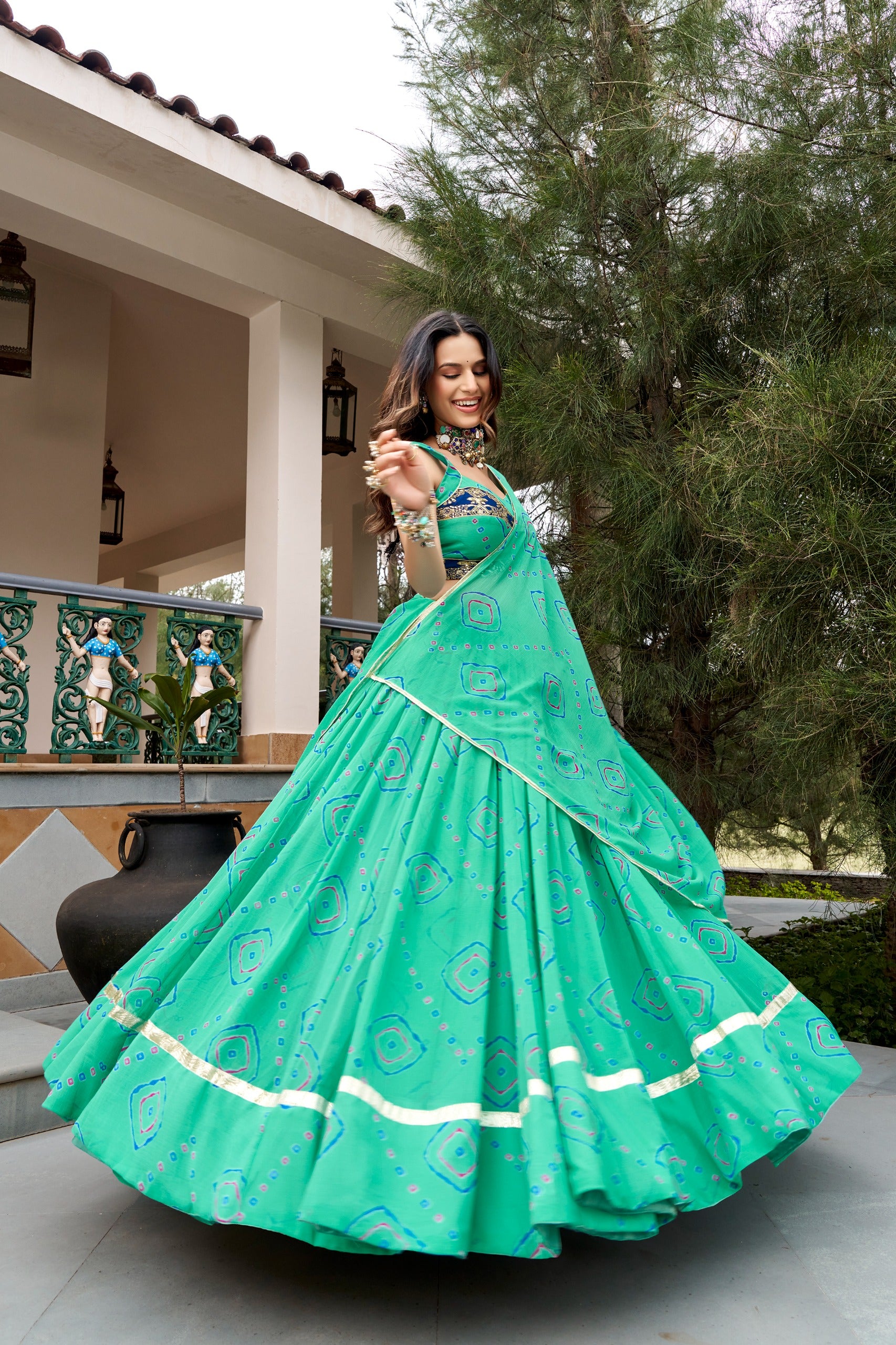 Traditional Bandhej Print Lehenga Set | Tulip Designer
