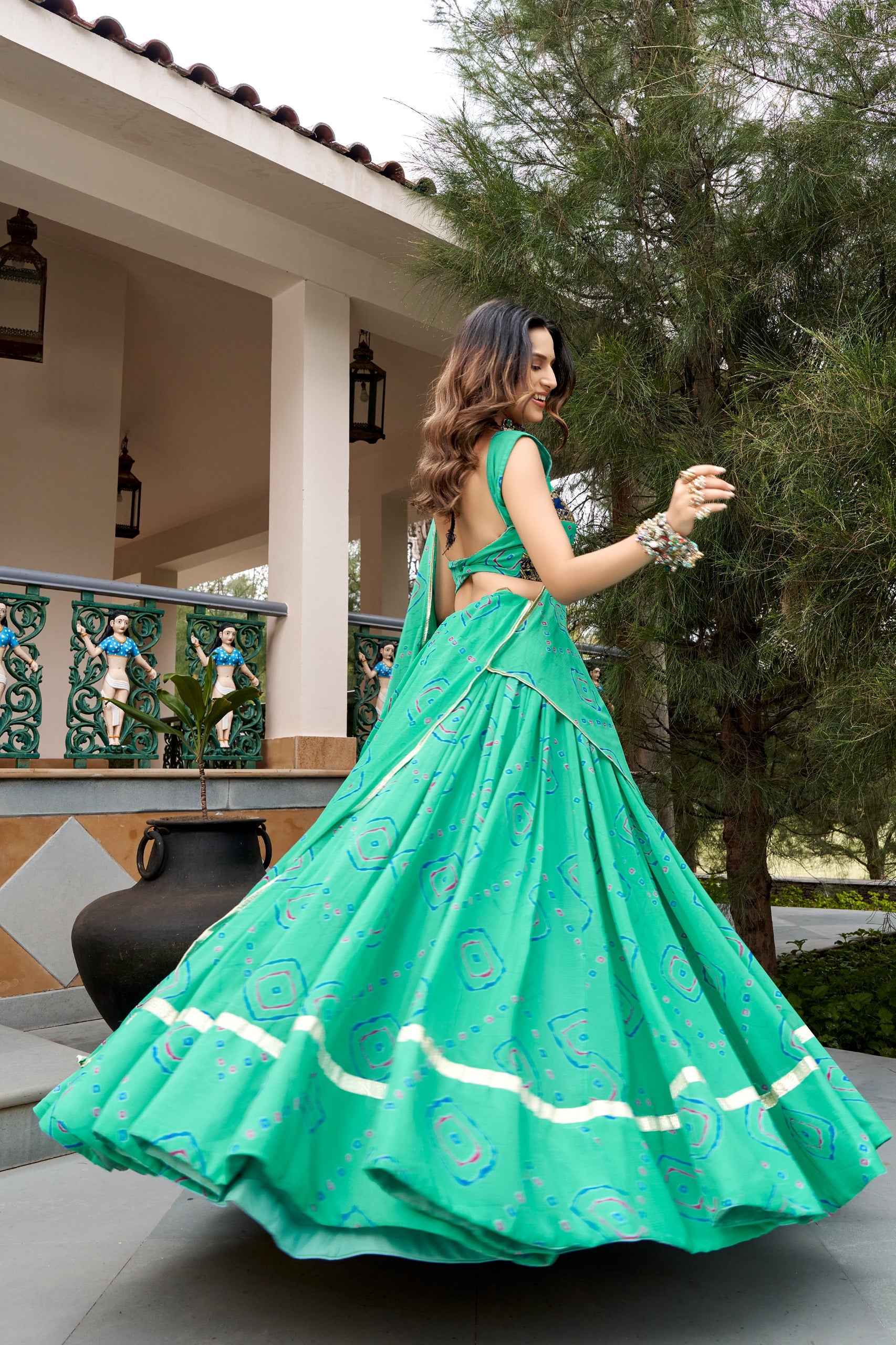 Traditional Bandhej Print Lehenga Set | Tulip Designer
