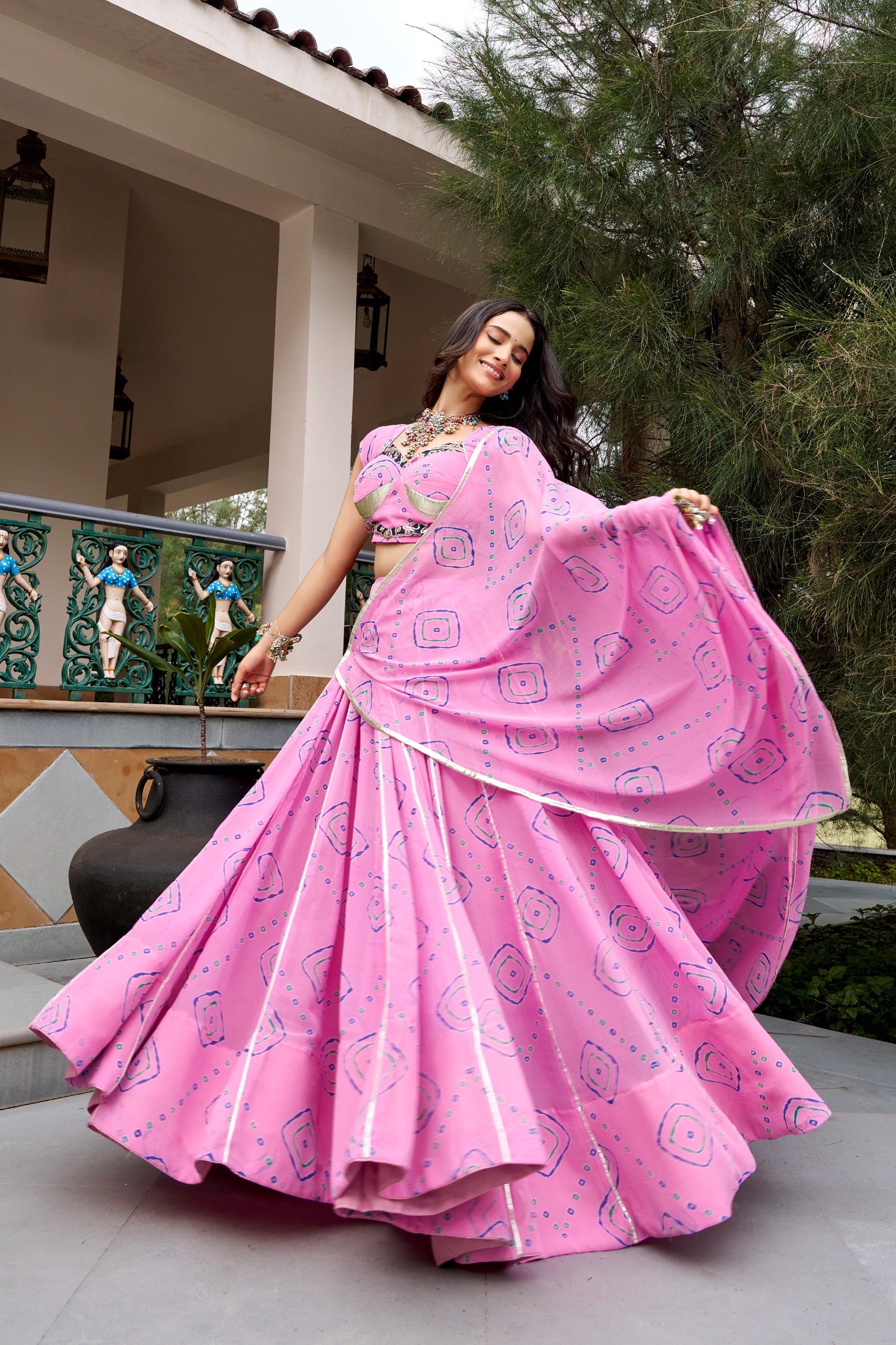 Traditional Bandhej Print Lehenga Set | Tulip Designer
