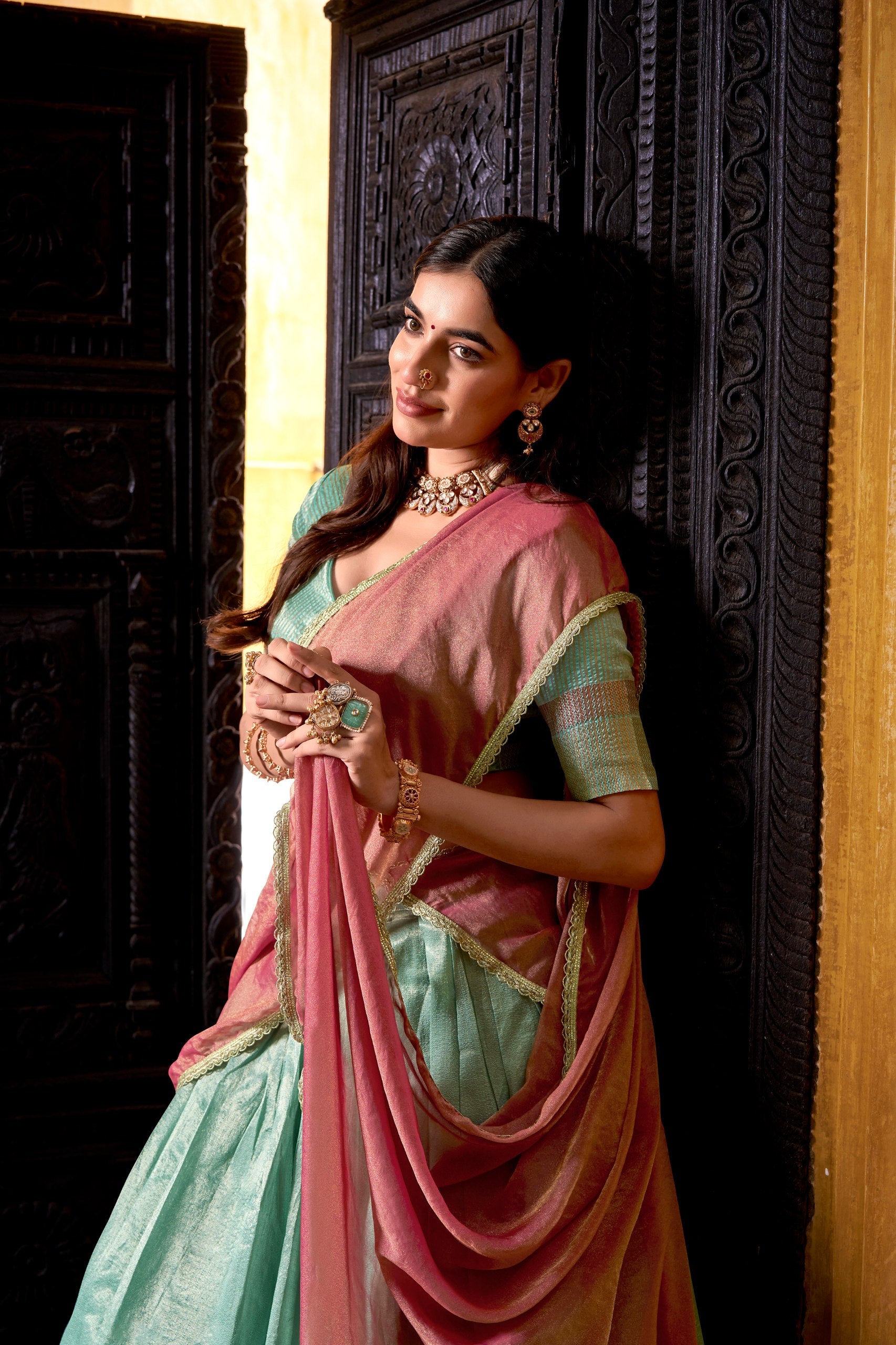 Traditional Dupion Silk Zari Woven Lehenga Set for Women
