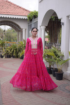 Traditional Gujarati Inspired Laheriya Print Gown
