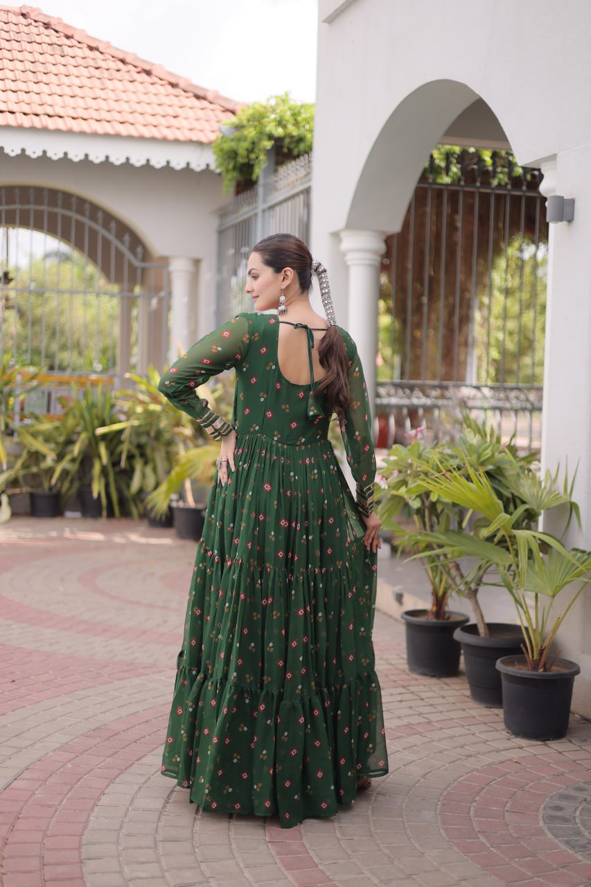 Traditional Gujarati Inspired Laheriya Print Gown
