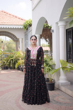 Traditional Gujarati Inspired Laheriya Print Gown
