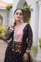 Traditional Gujarati Inspired Laheriya Print Gown

