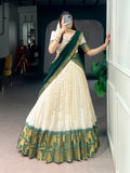 Traditional Poly Cotton Zari Woven Lehenga Set for Special Occasions
