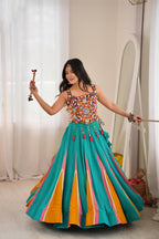 Traditional Rayon Mirror Heavy Flair Lehenga Set | Tulip Designer
