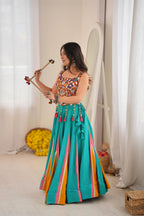 Traditional Rayon Mirror Heavy Flair Lehenga Set | Tulip Designer
