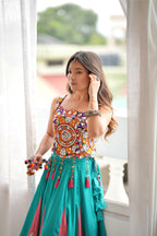 Traditional Rayon Mirror Heavy Flair Lehenga Set | Tulip Designer
