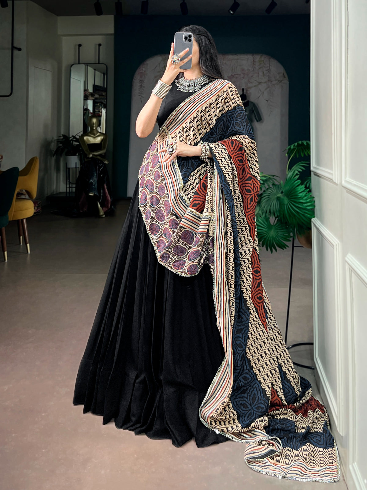 Traditional Reyon Mirror Lehenga Set | Tulip Designer
