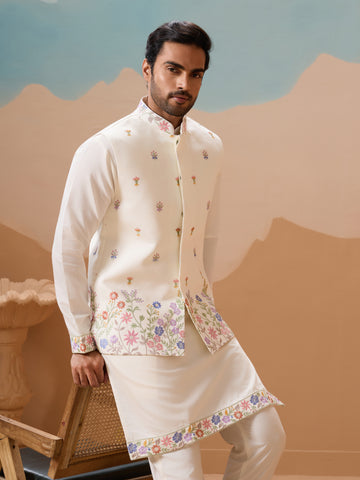 Traditional Mens Wear Kurta Jacket and Pant Outfit for Weddings
