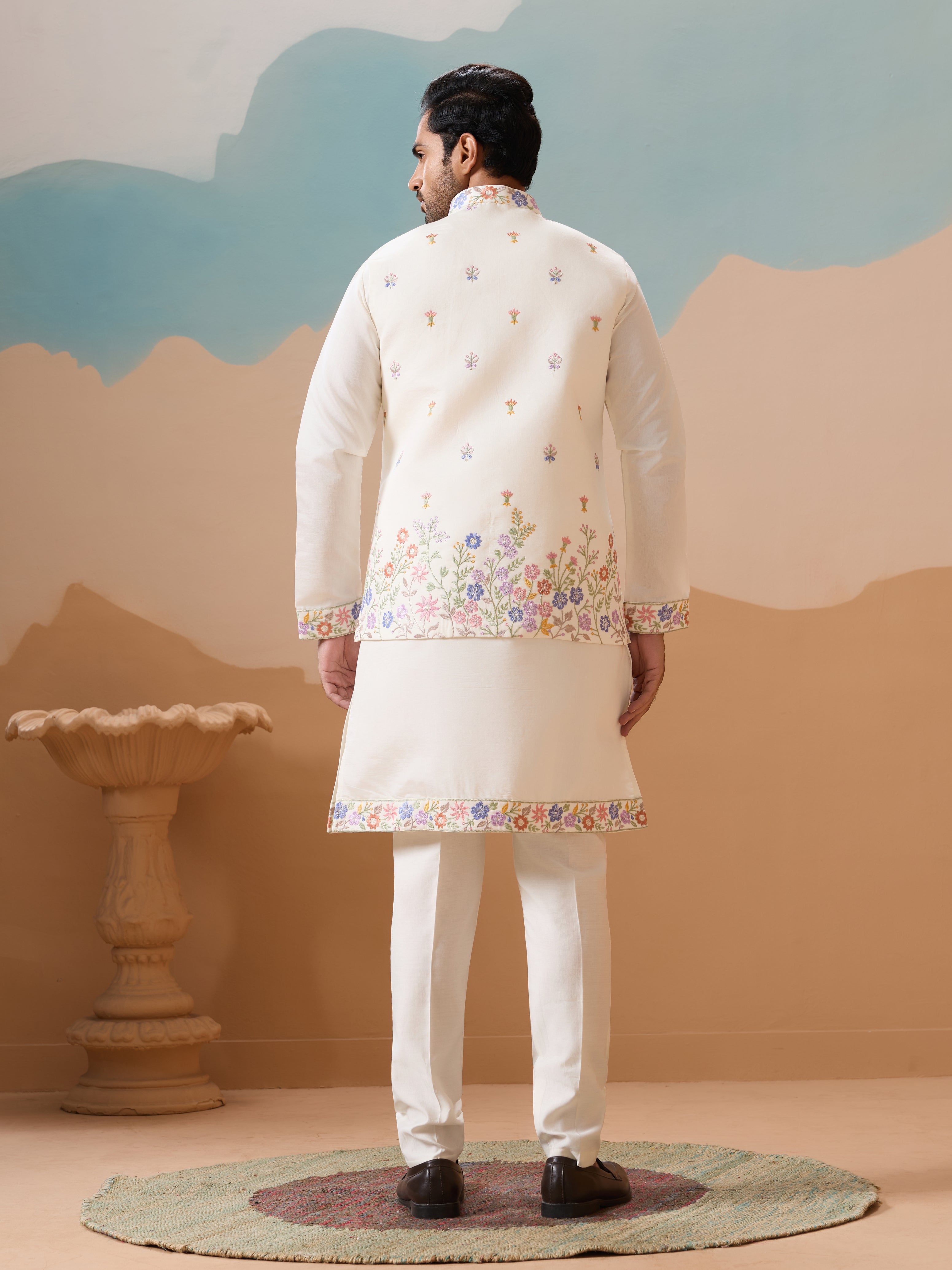 Traditional Mens Wear Kurta Jacket and Pant Outfit for Weddings

