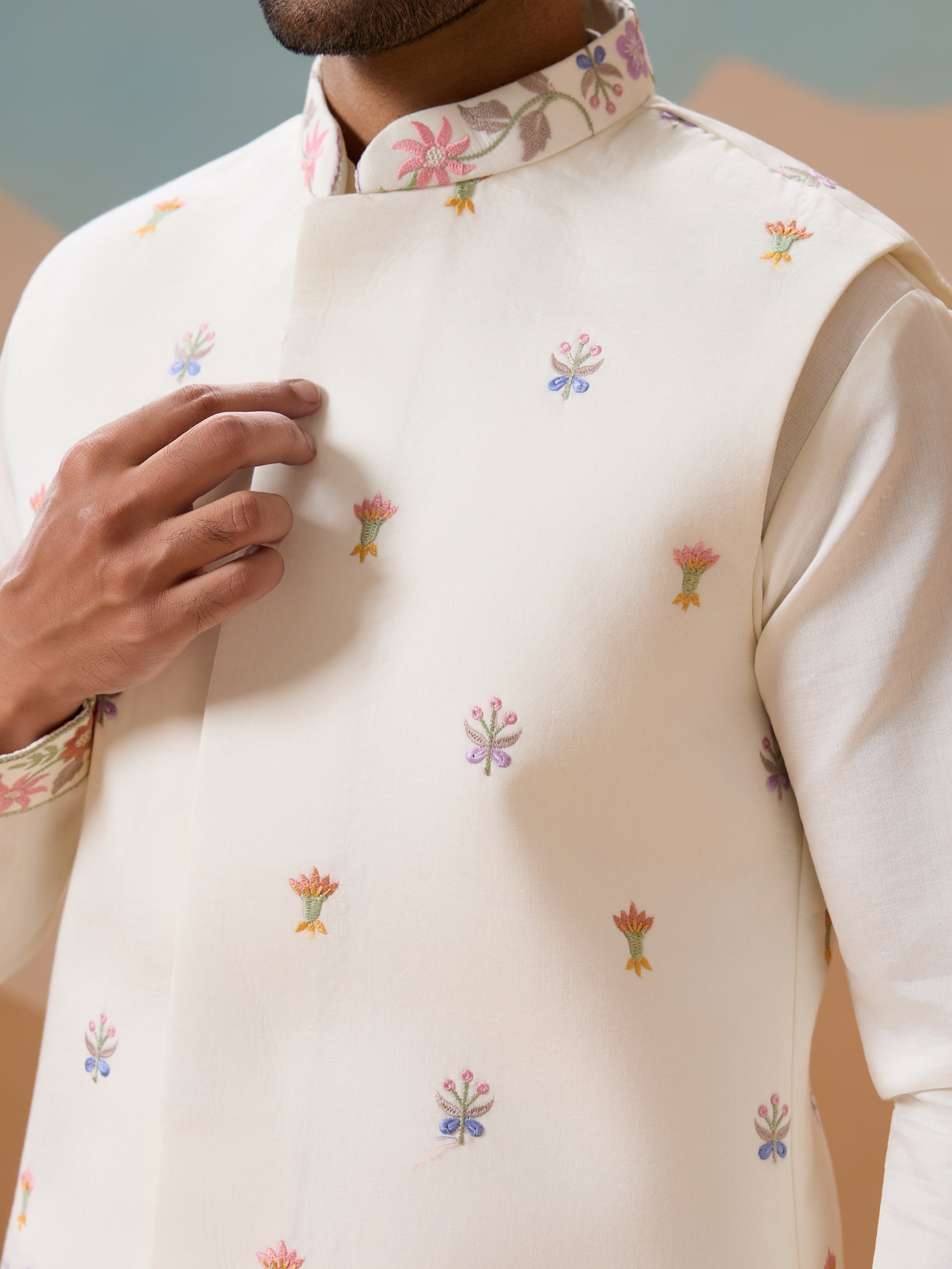 Traditional Mens Wear Kurta Jacket and Pant Outfit for Weddings
