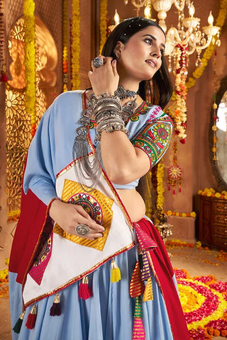 Navratri Special Trendy Light Blue Chaniya Choli Design