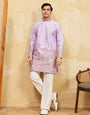 Trendy Lavender Viscose Silk Thread Embroidery Kurta Set