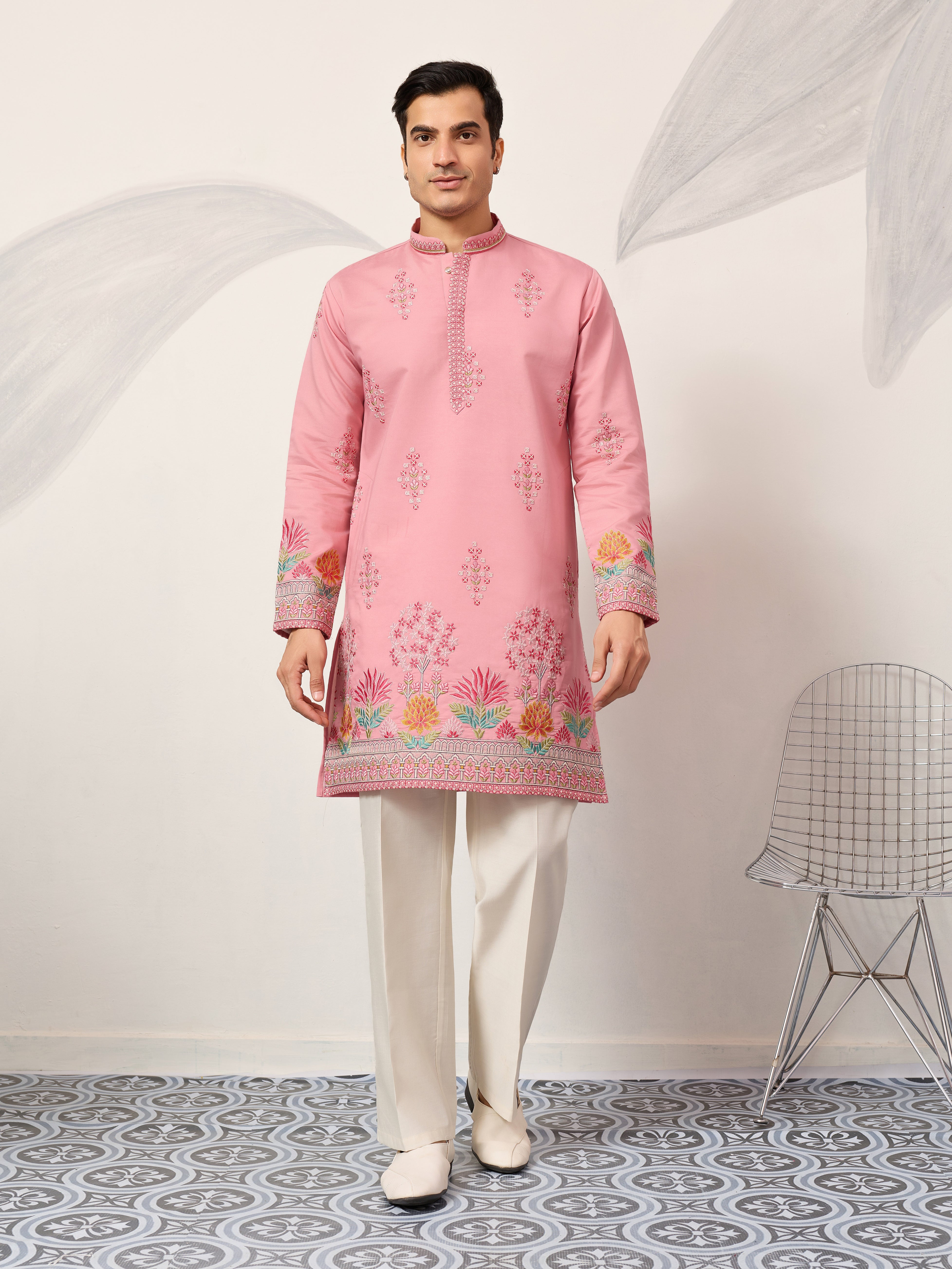 New Stylish Trendy Pink Color Kurta for Mens Wear