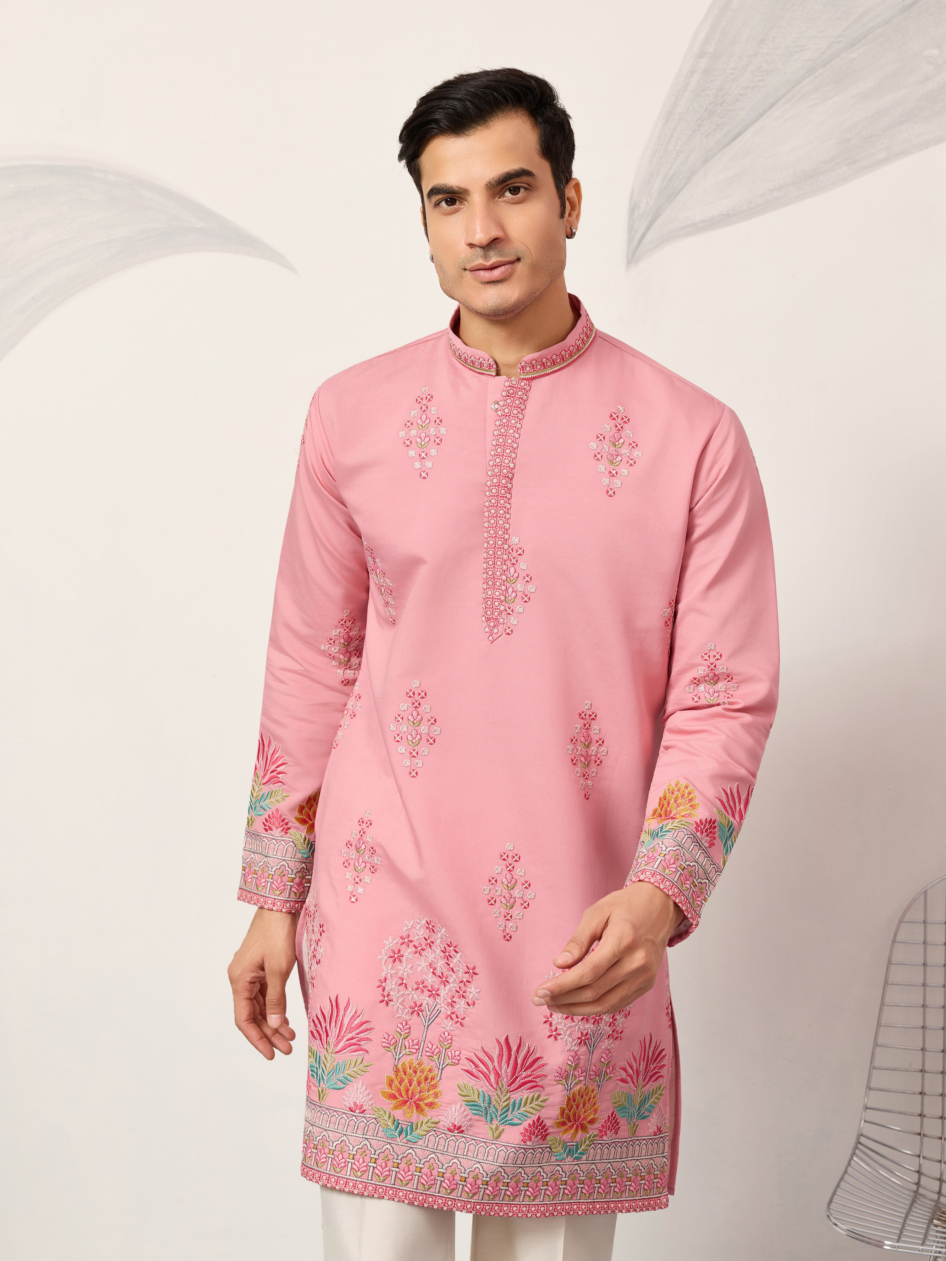 New Stylish Trendy Pink Color Kurta for Mens Wear