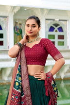 Tussar Silk Patola Printed With Foil Work Lehenga Choli