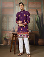 Designer Purple Cotton Navratri Kurta with Multi-Thread & Mirror Work