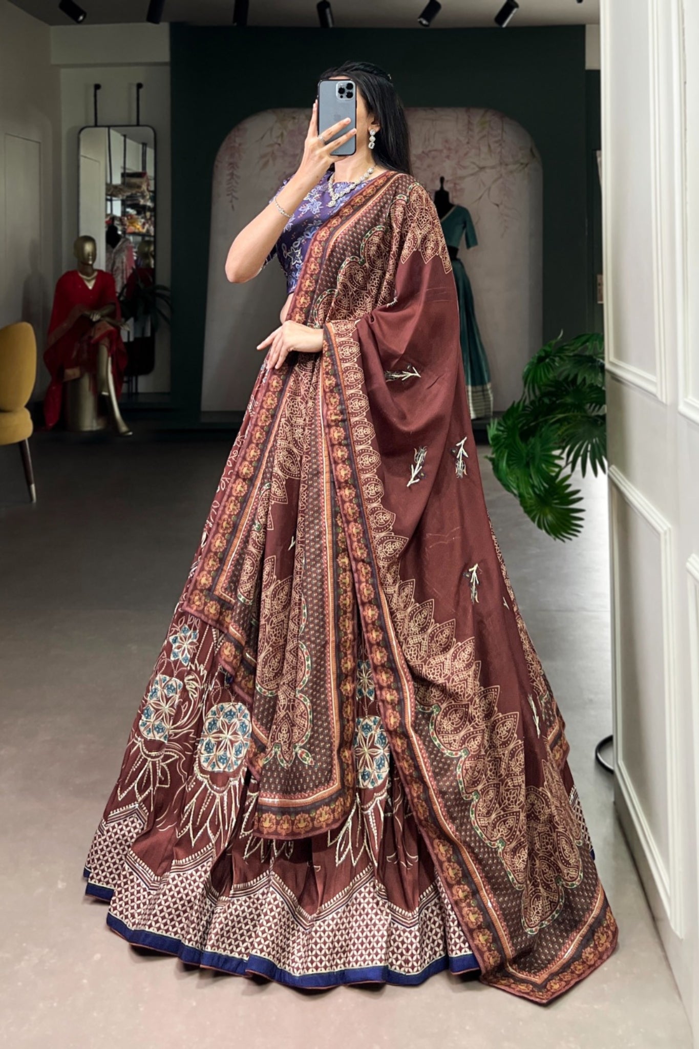 Vaishali Silk Printed With Beads Work & Gotta Patti Lace Designer Lehenga Set