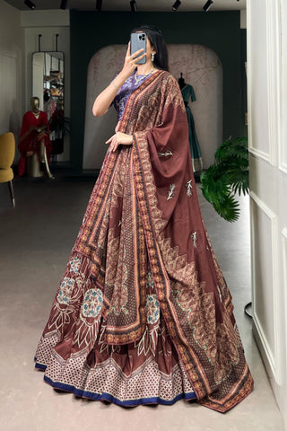 Vaishali Silk Printed With Beads Work & Gotta Patti Lace Designer Lehenga Set