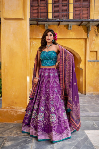 Vaishali Silk Printed With Beads Work & Gotta Patti Lace Designer Lehenga Set
