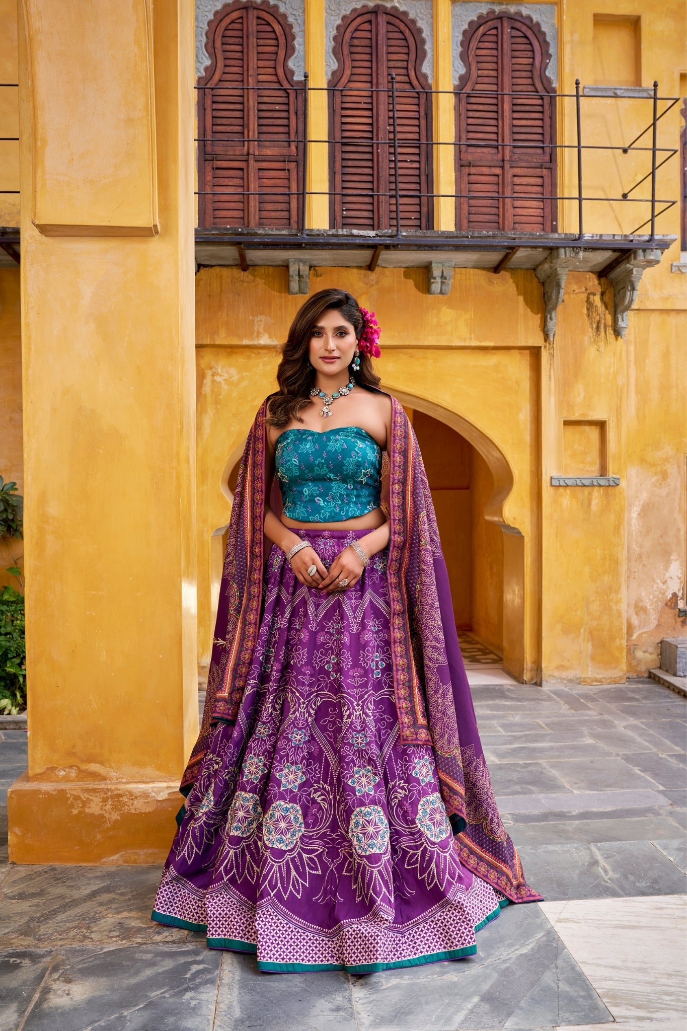 Vaishali Silk Printed With Beads Work & Gotta Patti Lace Designer Lehenga Set