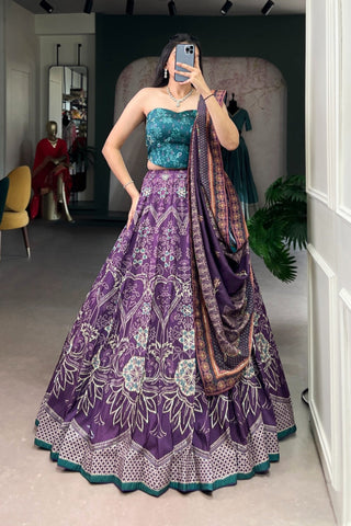 Vaishali Silk Printed With Beads Work & Gotta Patti Lace Designer Lehenga Set