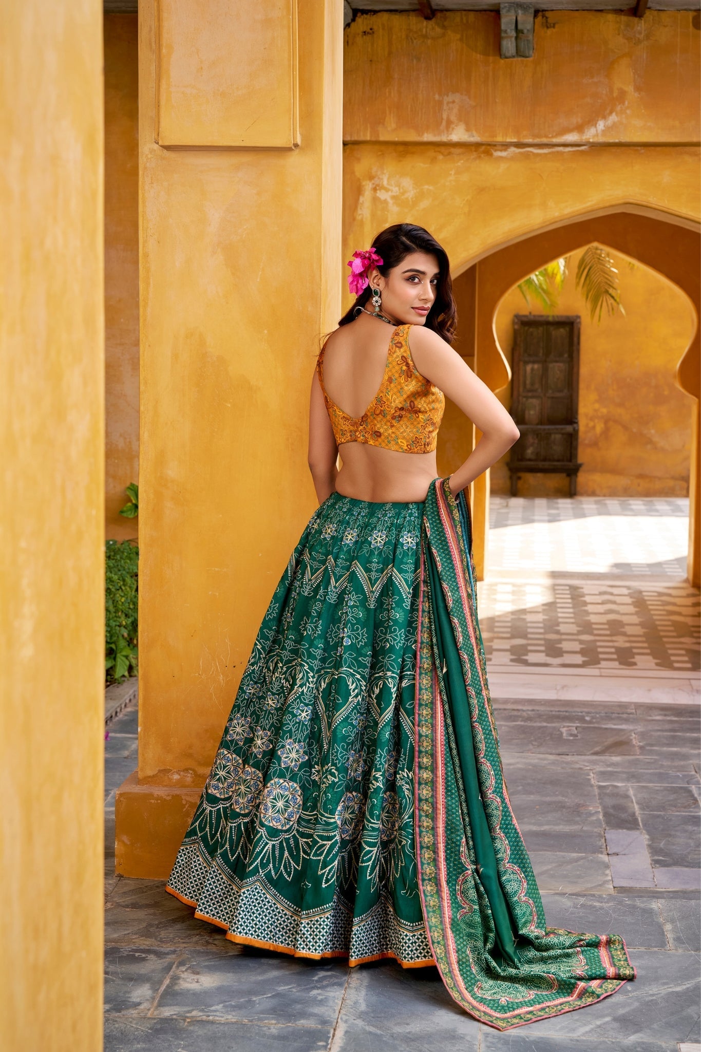 Vaishali Silk Printed With Beads Work & Gotta Patti Lace Designer Lehenga Set