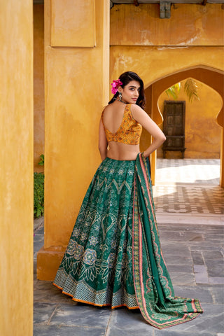 Vaishali Silk Printed With Beads Work & Gotta Patti Lace Designer Lehenga Set