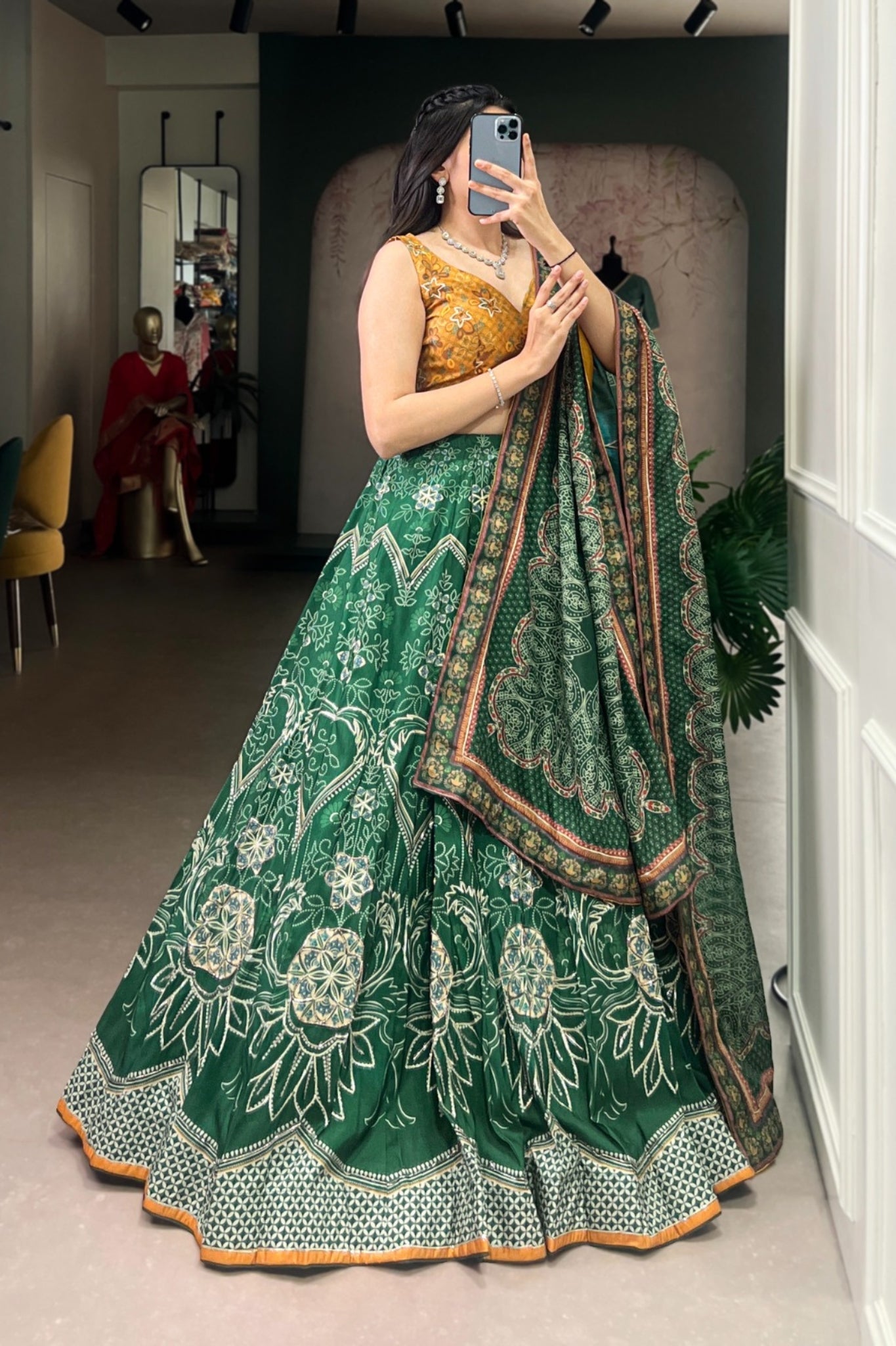 Vaishali Silk Printed With Beads Work & Gotta Patti Lace Designer Lehenga Set