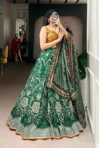 Vaishali Silk Printed With Beads Work & Gotta Patti Lace Designer Lehenga Set