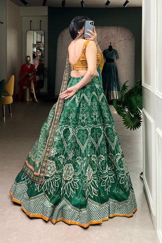 Vaishali Silk Printed With Beads Work & Gotta Patti Lace Designer Lehenga Set