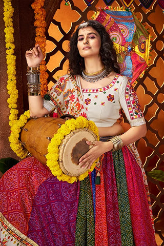 Multi Color Print with Mirror Chaniya Choli for Navratri