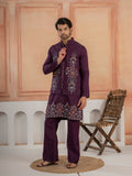 Vibrant Purple Color Koti Kurta Set Pair for Men Collection
