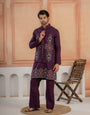 Vibrant Purple Color Koti Kurta Set Pair for Men Collection