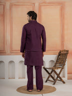 Vibrant Purple Color Koti Kurta Set Pair for Men Collection
