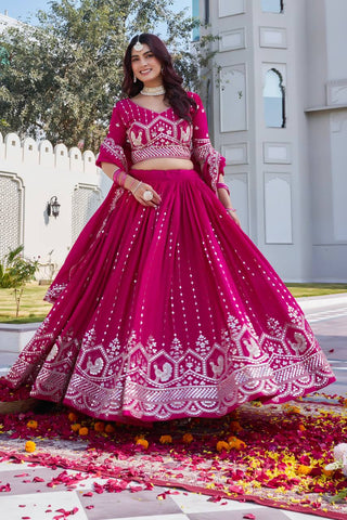 Premium Vichitra Embroidered Lehenga Choli Set
